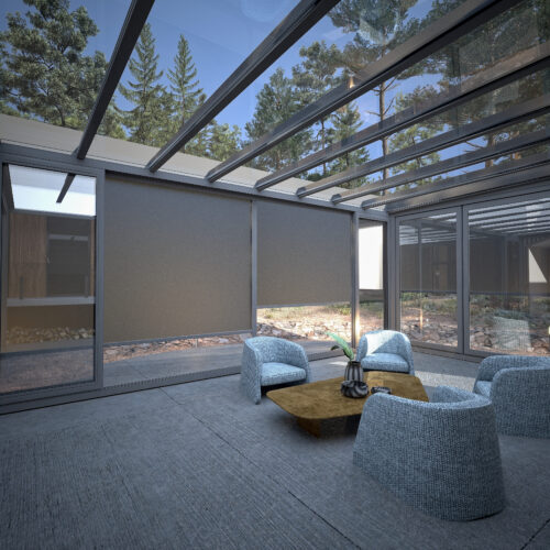 Modern Pergola Sunroom System, Outdoor Life. 3d rendering